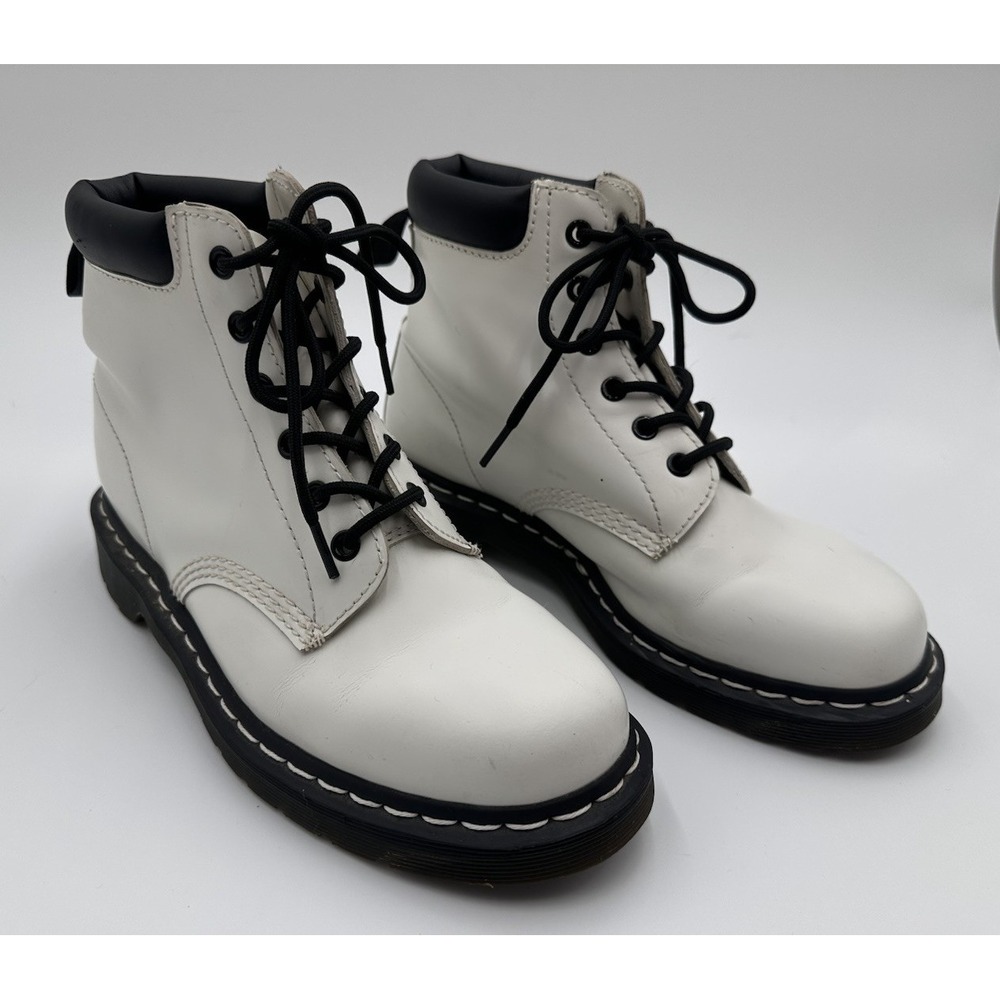 Dr. Martens Women's 939 White Leather High Boots Size 9 Grunge Lace Up Combat